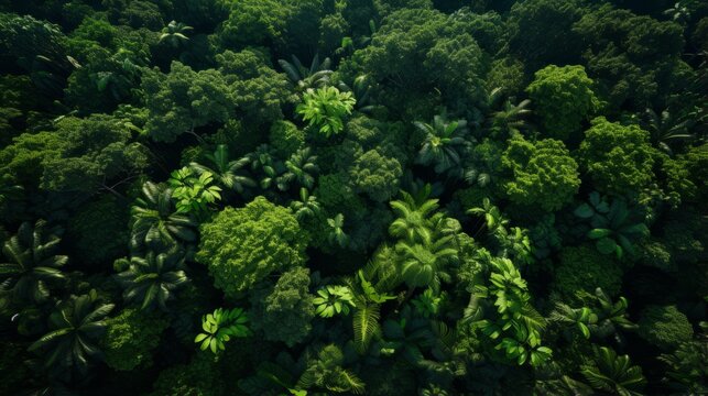 A hyper zoomed in perspective of a tropical forest