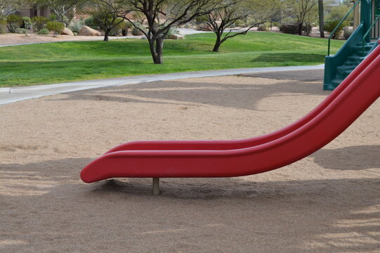 Red Slide in a Park