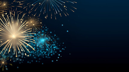 Fototapeta premium Happy New Year, burning fireworks with bokeh light background