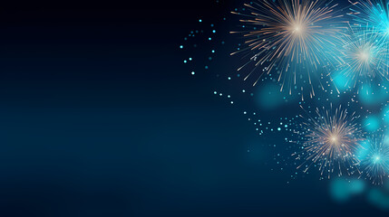 Happy New Year, burning fireworks with bokeh light background