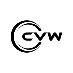 CVW letter logo design with white background in illustrator, cube logo, vector logo, modern alphabet font overlap style. Calligraphy designs for logo, Poster, Invitation, etc.