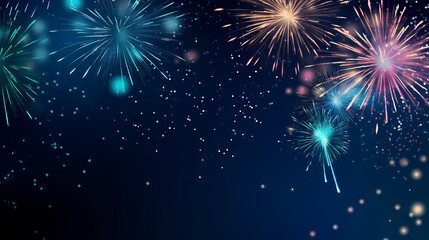 Naklejka premium Beautiful creative holiday background with fireworks and sparkles
