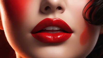 Closeup of attractive hot red lips