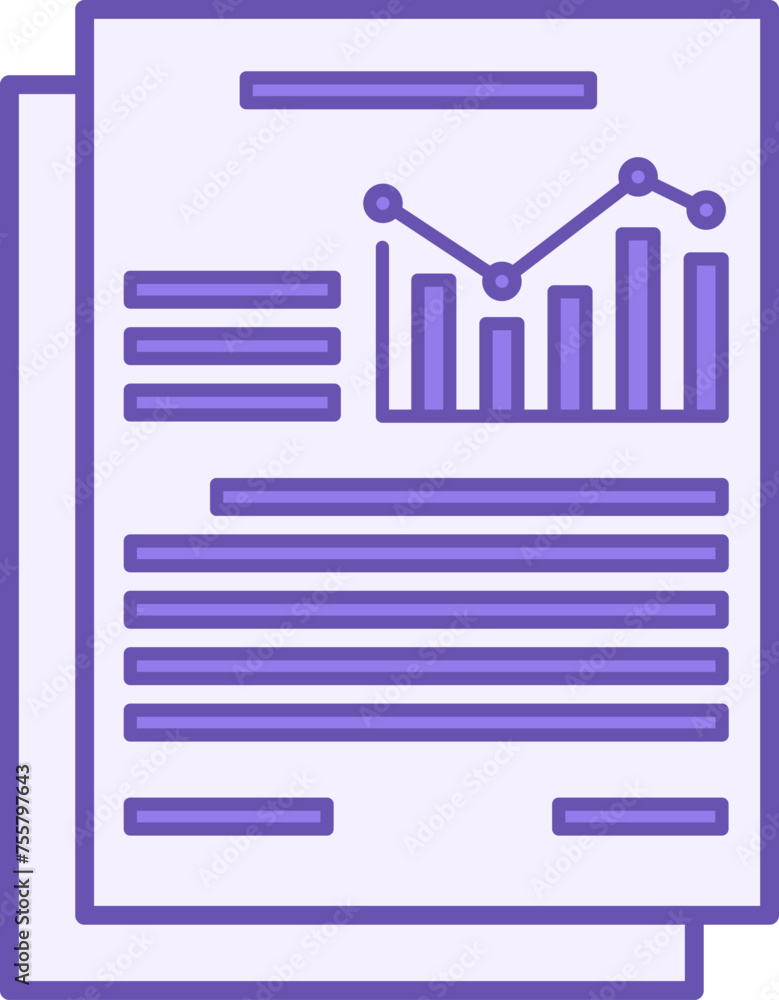 Poster colored report icon. vector icon of financial document with chart and records. finance and data anal