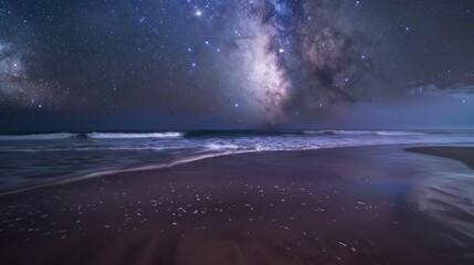 Majestic Milky Way Galaxy Over a Serene Nighttime Beachscape