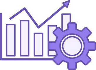 Performance Color Icon. Vector Icon of Growing Chart and Gear. Finance and Data Analytics Concept