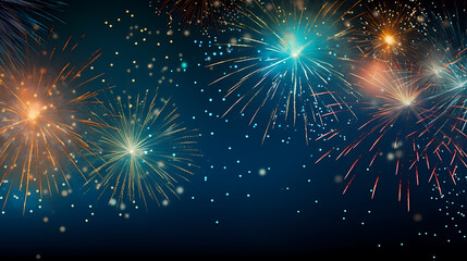 Naklejka premium Beautiful creative holiday background with fireworks and sparkles