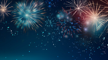 Naklejka premium Beautiful creative holiday background with fireworks and sparkles