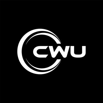 CWU letter logo design with black background in illustrator, cube logo, vector logo, modern alphabet font overlap style. calligraphy designs for logo, Poster, Invitation, etc.