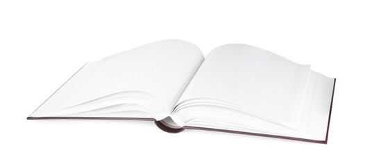 One open photo album isolated on white