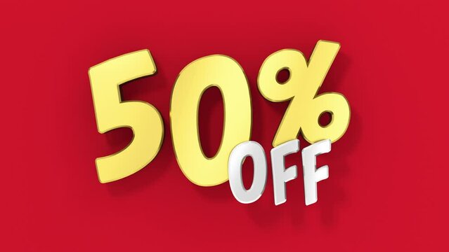 50 percent off price reduction isolated on red background. 50 percent golden discount loop animation.
Discount percent off sale animation loop. Dynamic promotion marketing campaign background for adve