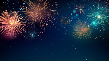 Naklejka premium Beautiful creative holiday background with fireworks and sparkles