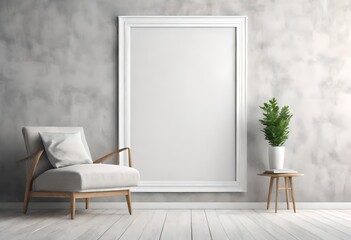 empty room with a white chair - obrazy, fototapety, plakaty