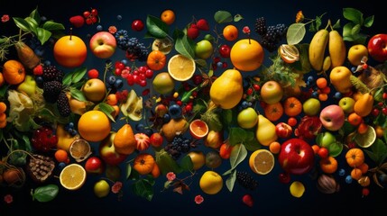 Mixed fruit at dark background