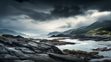 Moody and stormy coastal scene