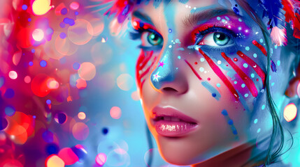 Naklejka premium Voting Power American Citizen Casting Vote with Flag Backdrop Digital Art Poster Background Wallpaper Brainstorming