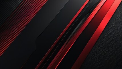 Obraz premium Abstract pattern featuring gradients of red and black light cascading across a metallic texture, angled softly to create a tech-inspired diagonal backdrop, merging dark hues with clean modern lines