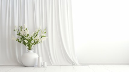 Serene white backdrop for tranquil compositions - obrazy, fototapety, plakaty