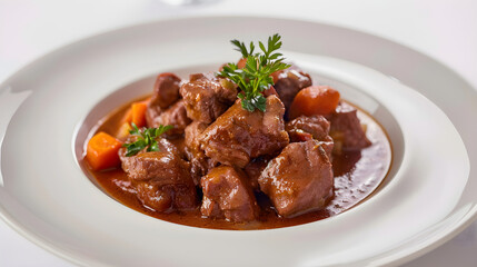 Classic beef stew with carrots and herbs