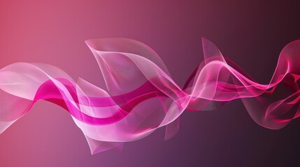 simple drawing of single continuous large geometric curve on a gradient dark pink background