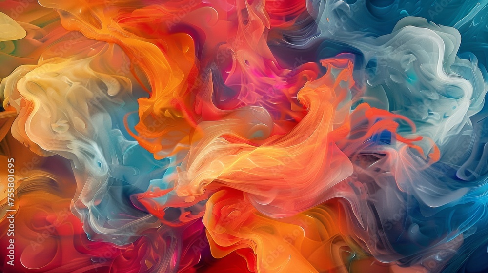 Aufkleber vibrant liquid swirl patterns with luminous colors and abstract design elements