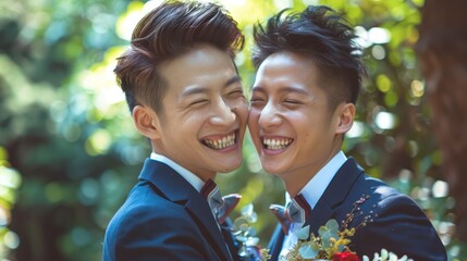 Obraz premium Taiwan's gay people have human rights to get married, full of happiness, 