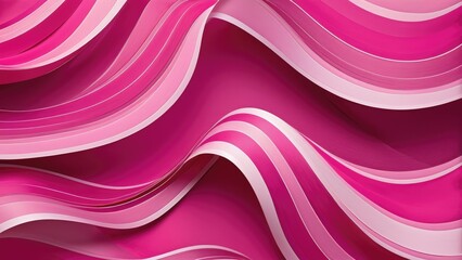 Obraz premium Elegant abstract striped pattern with a wavy 3D effect, pink tones dominate the palette ranging from soft pastel to vibrant fuchsia, positioned on a seamless pink background exhibiting varied shades
