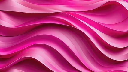 Obraz premium Elegant abstract striped pattern with a wavy 3D effect, pink tones dominate the palette ranging from soft pastel to vibrant fuchsia, positioned on a seamless pink background exhibiting varied shades