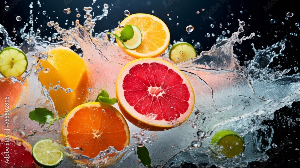 Aufkleber a grapefruit segment creating a citrusy burst in a fruit medley