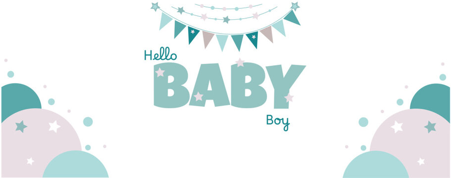 vector banner for a boy's birthday with stars and garlands