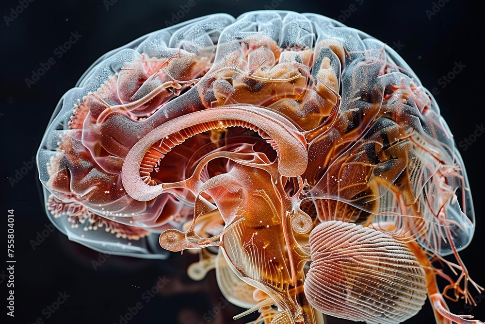 Poster this detailed illustration showcases the brain's limbic system, focusing on the amygdala, hippocampu
