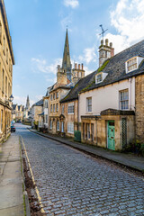 A view down Barn Lane in the town of Stamford, Lincolnshire, UK in winter