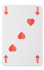 carte à jouet 3 de coeur sur fond transparent