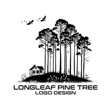 Longleaf Pine Tree Vector Logo Design