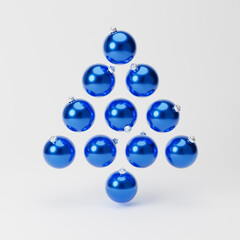 Christmas balls isolated over white background. Christmas concept. 3D rendering.