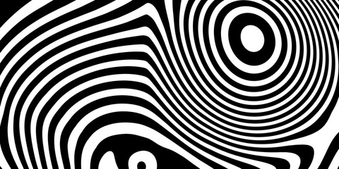 Black and white wavy pattern in retro style of the 60s, 70s on transparent background for design of covers, websites, presentations