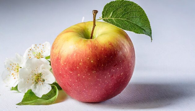 Apple on white background. Red apple with leaf isolated. Set of red appl with clipping path. Full depth of field.