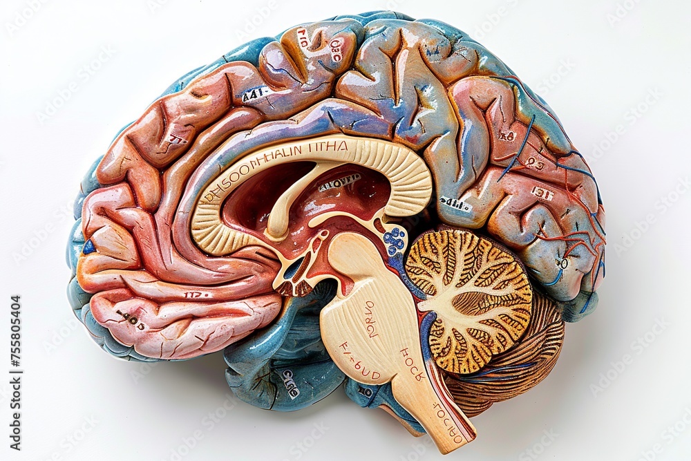 Poster this detailed illustration showcases the brain's limbic system, focusing on the amygdala, hippocampu