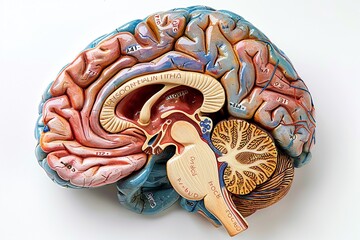 This detailed illustration showcases the brain's limbic system, focusing on the amygdala, hippocampus, and parts of the limbic cortex. Each structure is subtly color-coded to highlight 
