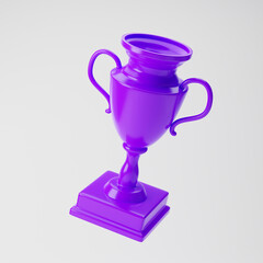Trophy cup icon isolated over white background. 3D rendering.