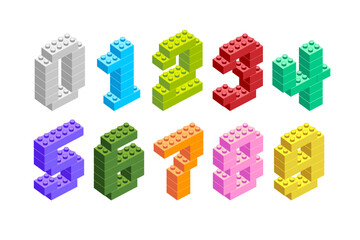 Collection of digits. Numbers, figures of construction blocks - 755805627