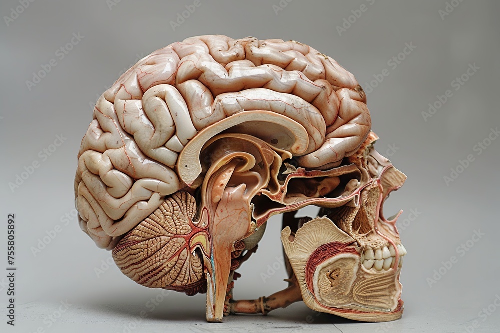 Poster this detailed illustration showcases the brain's limbic system, focusing on the amygdala, hippocampu