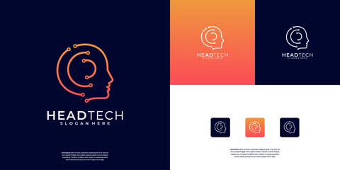 Smart people a i tech logo design. Abstract future artificial intelligence logo design inspiration.