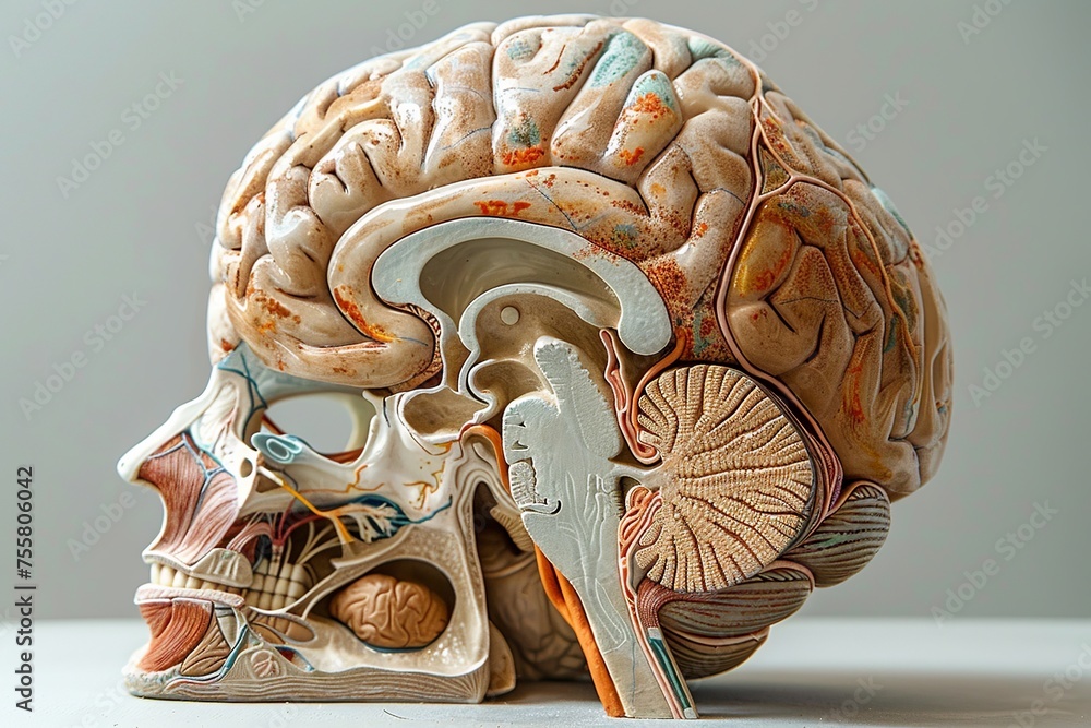 Poster this detailed illustration showcases the brain's limbic system, focusing on the amygdala, hippocampu