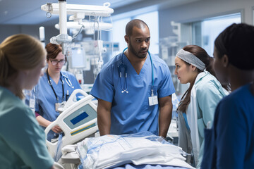 Obraz premium Doctors working with staff in hospital. Generative AI