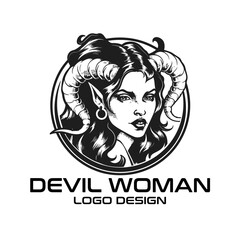 Devil Woman Vector Logo Design
