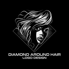 Diamond Around Hair Vector Logo Design