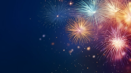 Beautiful fireworks background at night for holiday decoration