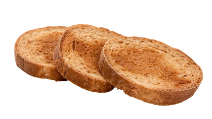 Round bread wheat toast slices Isolated on Transparent Background, (PNG).