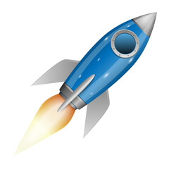 Blue rocket in space Business startup and business growth concept